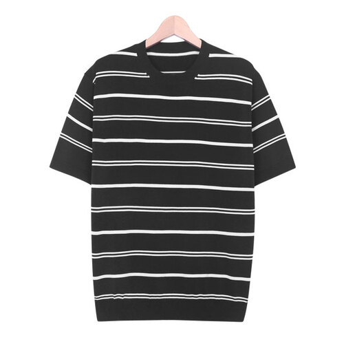 빌리버스 남성 반팔티 BRE021 단가라 라운드 니트 여름 티셔츠
