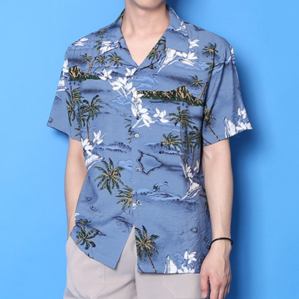 빌리버스 남자 셔츠 BSD096 패턴 일반핏 반팔 하와이안 남방