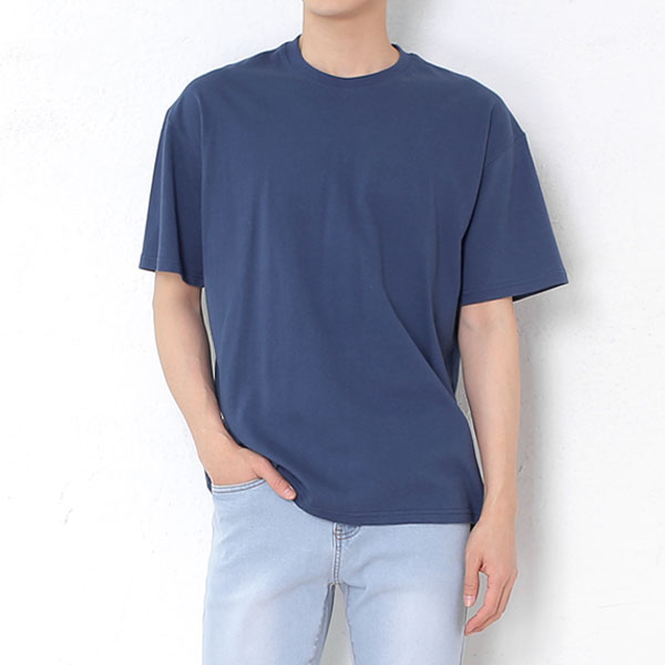 빌리버스 남성 오버핏 반팔 라운드 무지 여름 티셔츠 BTS036