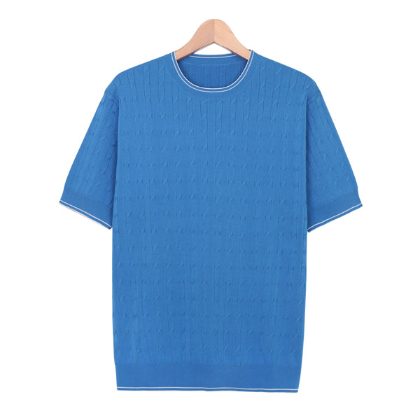 빌리버스 남성 반팔티 BRE024 라운드 케이블 니트 여름 티셔츠