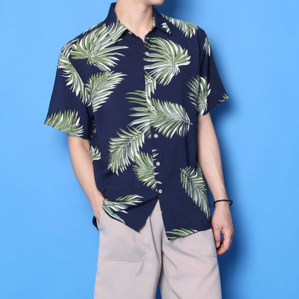 빌리버스 남자 반팔 셔츠 BSD101 패턴 일반핏 하와이안 남방