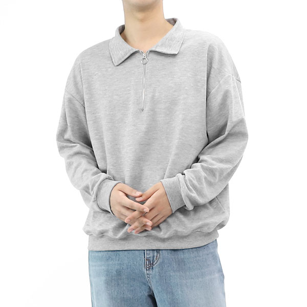 빌리버스 남자 맨투맨 BCM070 카라 반집업 스웨트 긴팔 티셔츠